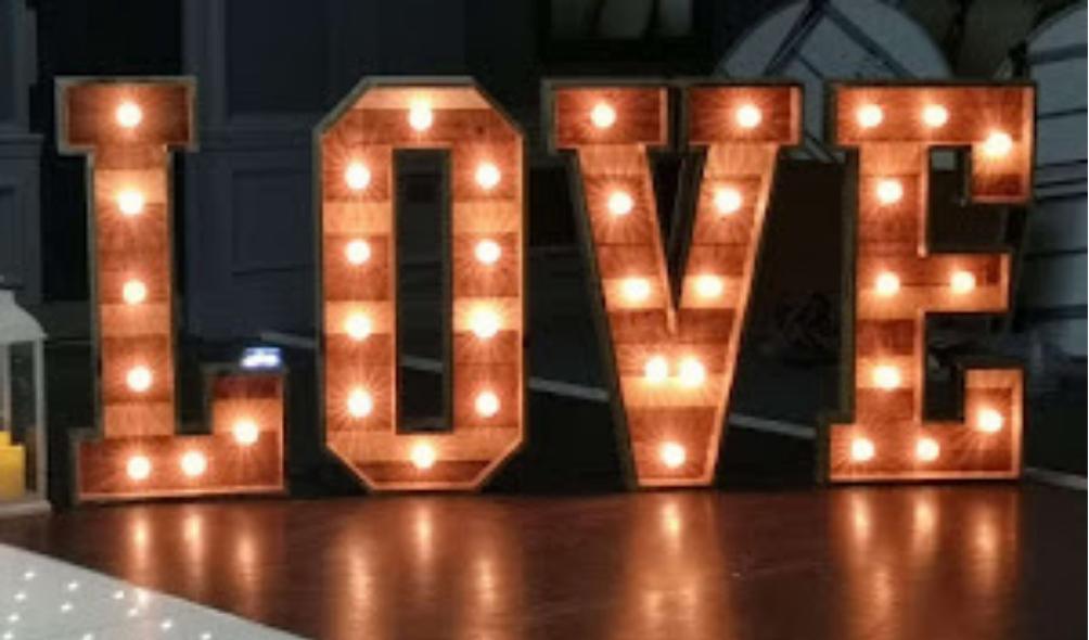 rustic love letter led letters hire london